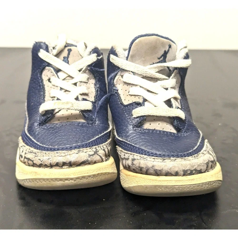 Nike Air Jordan 3 Retro Georgetown Sz 6C Blue Grey Toddler Sneakers 832033-401